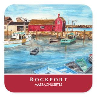 Rockport Harbor Massachusetts New England USA Square Sticker