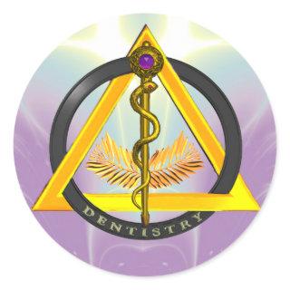 ROD OF ASCLEPIUS DENTIST DENTISTRY SYMBOL CLASSIC ROUND STICKER