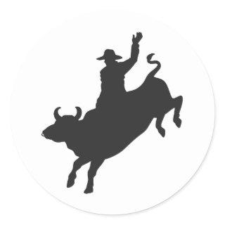 Rodeo Bull Ride silhouette Classic Round Sticker