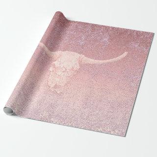 Rodeo Pink Art Texture Rustic Bull Skull