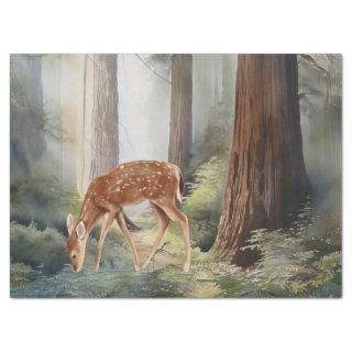 Roe Deer Redwood Forest Woodland Watercolor Tissue Paper