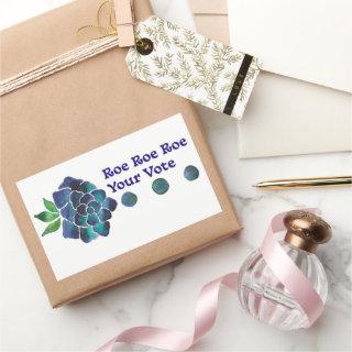 Roe Roe Roe Your Vote Blue Watercolor Rose Rectangular Sticker
