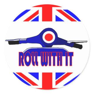 Roll With It Mod Scooter Boy Classic Round Sticker