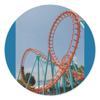 roller coaster classic round sticker