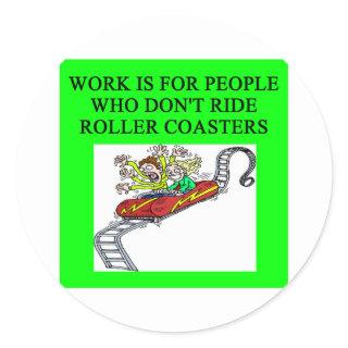 roller coaster fanatic classic round sticker