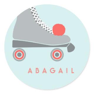 Roller Skate - Coral and Aqua Classic Round Sticker