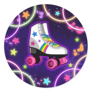 Roller Skate Party Sticker - Neon Glow Stars