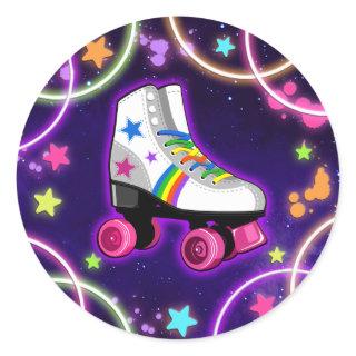 Roller Skate Party Sticker - Neon Glow Stars