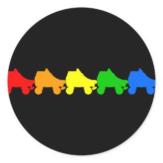 roller skate rainbow classic round sticker