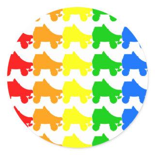 roller skate rainbow classic round sticker