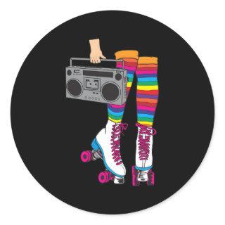 Rollerskates 80'S Roller Disco Skating Classic Round Sticker