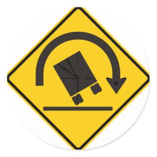 Rollover Hazard Highway Sign Classic Round Sticker