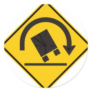 Rollover Hazard Highway Sign Classic Round Sticker