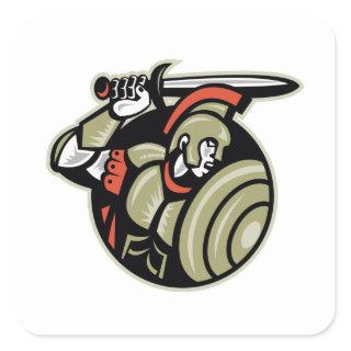 Roman Centurion Soldier With Sword And Shield Square Sticker