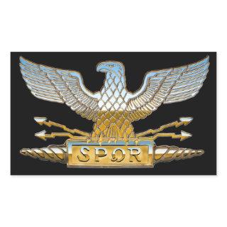 Roman Republican Eagle in Chrome Rectangular Sticker