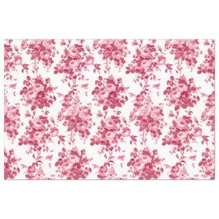 Romantic Antique Vintage Roses-Pink on White Tissue Paper