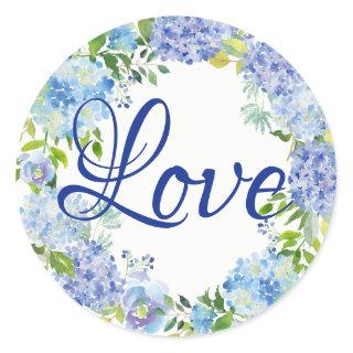 Romantic Blue Floral Watercolor Love Envelope Seal