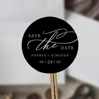 Romantic Calligraphy Black Save the Date Sticker