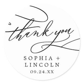 Romantic Calligraphy Thank You Favor Sticker