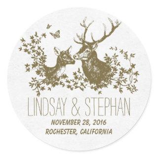 Romantic deer wedding stickers