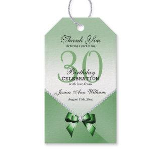 Romantic Diamonds & Emerald Bow 30th Birthday    Gift Tags