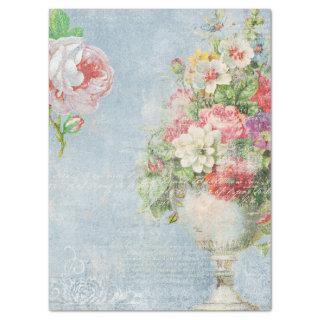 Romantic Distressed Pink Roses & Old Script Tissue Paper