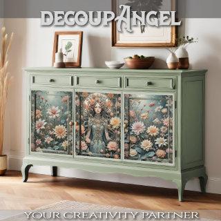 Romantic Elegance in Peach and Aqua - Decoupage -  Sheets