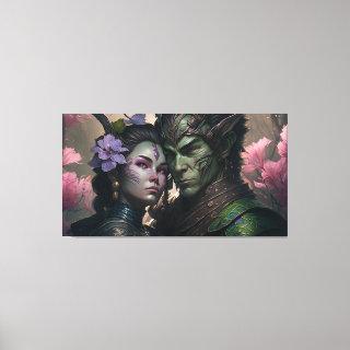 Romantic fantasy couple canvas print