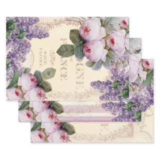 Romantic French Shabby Chic Roses and Lilac  Sheets