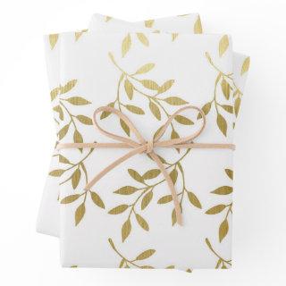 Romantic Gold Botanical Leaf Wedding  Sheets