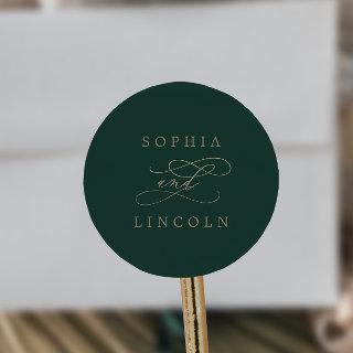 Romantic Green Calligraphy Wedding Envelope Seals