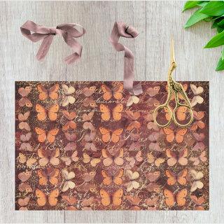 Romantic Orange Butterflies and Gold Handwriting Tissue Paper