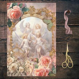 Romantic Pink FairyCore Roses Luna Moth Fairies Tissue Paper