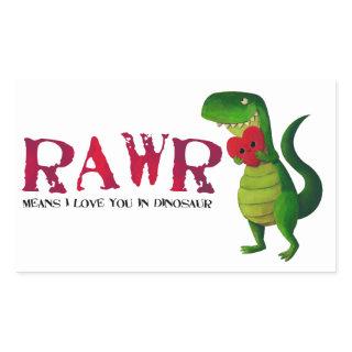 Romantic RAWR T-rex Dinosaur Rectangular Sticker