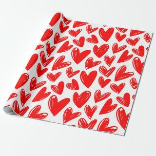 Romantic Red Love Hearts Pattern Valentine's Day