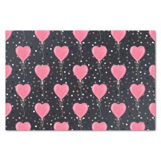 Romantic Watercolor Pink Hearts Balloons Confetti Tissue Paper