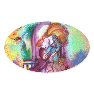 ROMEO AND JULIET Romantic Valentines's Day Oval Sticker