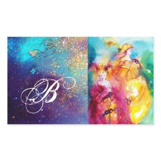 RONDO IN LAGOON /Monogram Venetian Masquerade Ball Rectangular Sticker