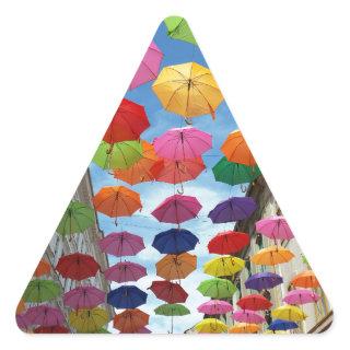 Roof of umbrellas triangle sticker