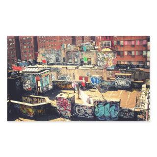 Rooftop Graffiti in Chinatown Rectangular Sticker