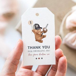 Rookie 1st Birthday Bear - Thank You Gift Tags