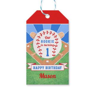 Rookie Baseball 1st Birthday Sticker Gift Tags