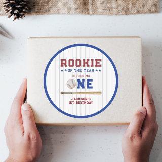 Rookie of the Year 1st Birthday Baseball Classic Round Sticker