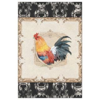 Rooster Black Vintage French Damask Decoupage Tiss Tissue Paper
