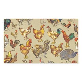 Rooster Chicken Farm Animal Poultry Country Rectangular Sticker