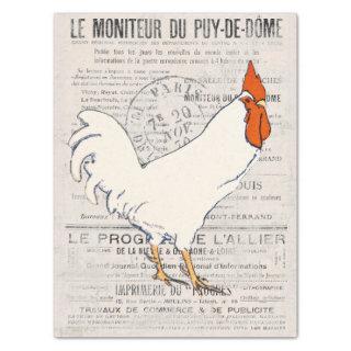 Rooster Chicken Farmhouse French Text Decoupage Tissue Paper