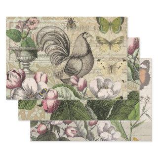 Rooster Garden Flower Butterfly Art  Sheets