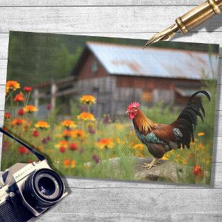 Rooster in Country 2 Decoupage Paper