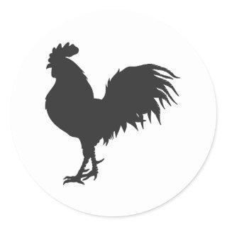 Rooster  silhouette  - Choose background color Classic Round Sticker