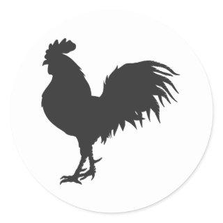 Rooster  silhouette  - Choose background color Classic Round Sticker